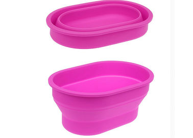 Cubo plegable lavable de la tienda del silicón del silicón de las herramientas rosadas al aire libre de la cocina